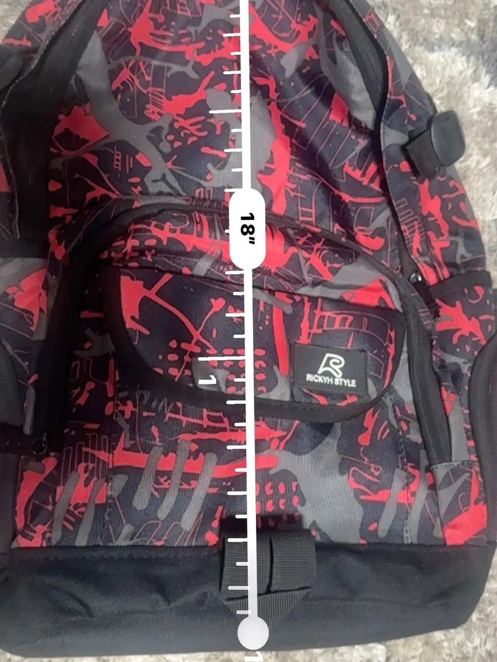 Men's Red & Gray Graphic Backpack